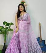 Purple Cotton Silk Woven Jamdani Saree