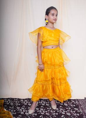 A mellow yellow lehnga set for baby girls 2