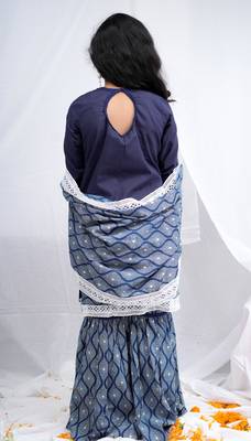 indigo full sleeves kurta, paired with indigo block printed sharara 2
