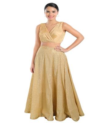 Golden Non Leather Woven Work Readymade Blouse 2