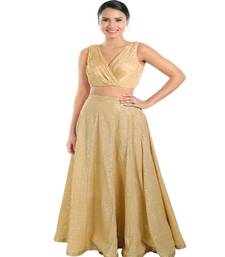 Golden Non Leather Woven Work Readymade Blouse