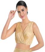 Golden Non Leather Woven Work Readymade Blouse