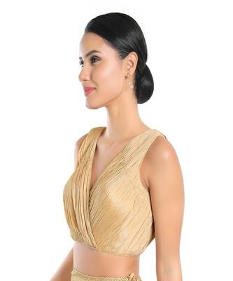 Golden Non Leather Woven Work Readymade Blouse 4
