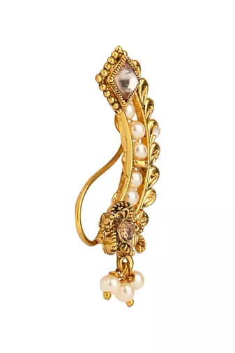 Elegant Non-Piercing Maharashtrian Ethnic White Pearl Nath