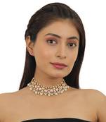 Light Pink Choker Set With White Pearl
