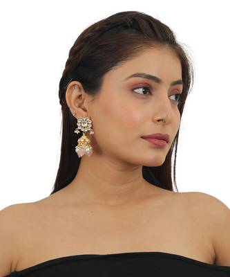 Light Pink Choker Set With White Pearl 3