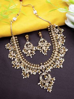 Gold plated guttapusallu necklace set 1