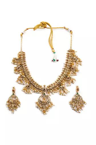 Gold plated guttapusallu necklace set
