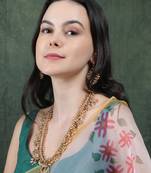 Gold plated guttapusallu long necklace set