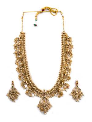 Gold plated guttapusallu long necklace set 2