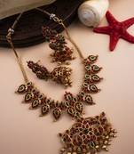 Gold plated ruby green mango patti necklace set