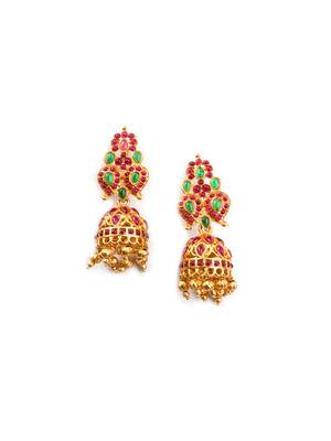 Gold plated ruby green mango patti necklace set 4