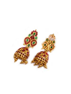 Gold plated ruby green mango patti necklace set 5
