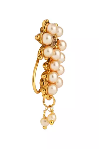 Elegant Non-Piercing Maharashtrian Ethnic White Pearl Nath