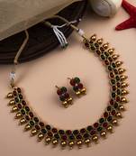 Ruby green kemp studded necklace set
