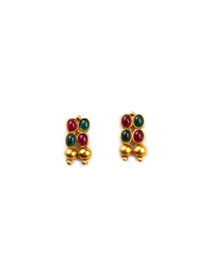 Ruby green kemp studded necklace set 4