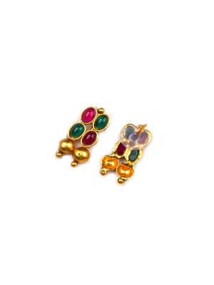Ruby green kemp studded necklace set 5