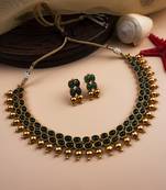 Green kemp studded necklace set