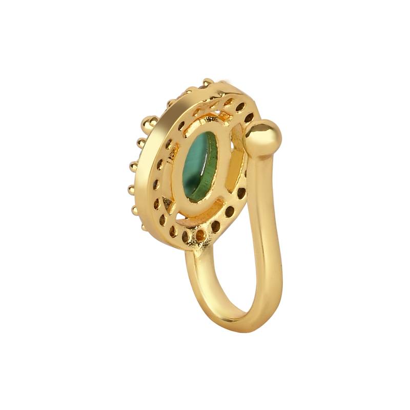  clip on non piercing pressing type stone nose pin, nose ring stud for women 