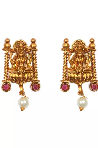 Gold plated red laxmi necklace set
