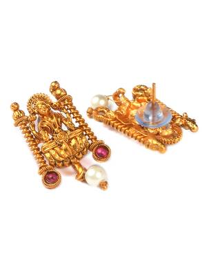 Gold plated red laxmi necklace set 5