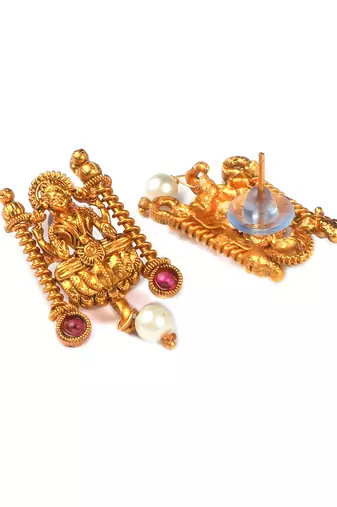 Gold plated red laxmi necklace set
