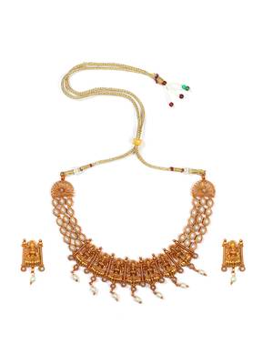 Gold plated white laxmi necklace set 2