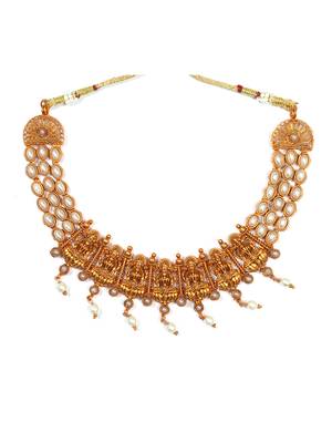 Gold plated white laxmi necklace set 3