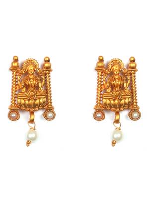 Gold plated white laxmi necklace set 4