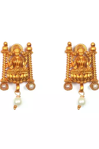 Gold plated white laxmi necklace set