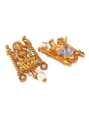 Gold plated white laxmi necklace set 5