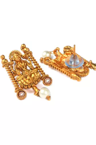 Gold plated white laxmi necklace set