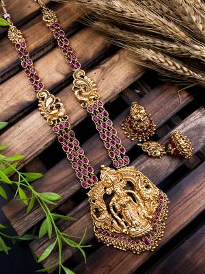 Gold plated ruby laxmi haram set 1