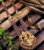 Gold plated ruby laxmi haram set