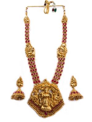 Gold plated ruby laxmi haram set 2