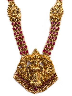 Gold plated ruby laxmi haram set 3