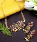 Ruby green kemp chokar set