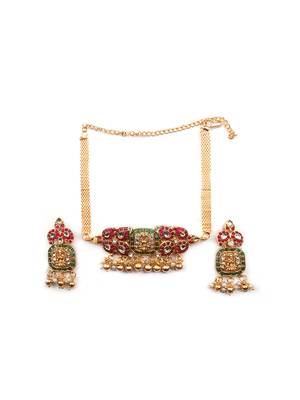 Ruby green kemp chokar set 2