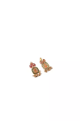 Ruby green kemp chokar set
