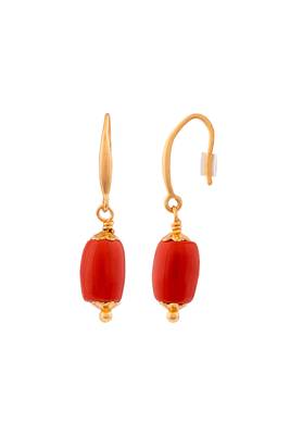 Golden earrings - 3 sets Swarovski pearl and coral one gram gold 5
