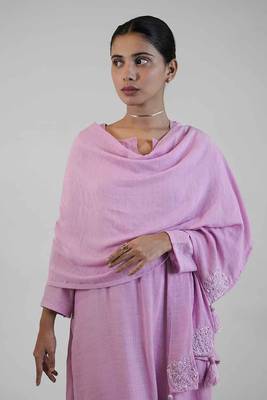 Stitched Pink Kurta Set in Premium Linen Crepe with Hand Embroidery and Matching Dupatta 4