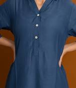 Prussian blue,plain,linen cotton, formal/casual co-ord set