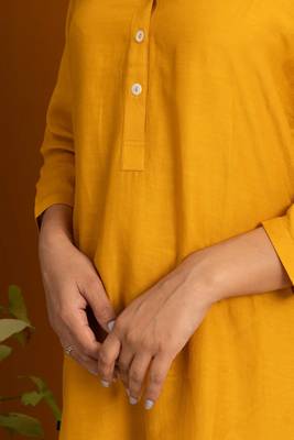 Mustard yellow, plain, linen, casual wear, co-ord set 3
