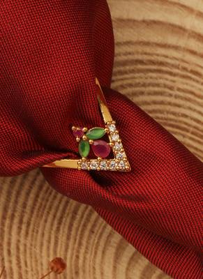 Gold-plated american diamond-studded vanki ring 1
