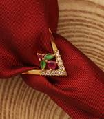Gold-plated american diamond-studded vanki ring