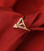 Gold-plated american diamond-studded vanki ring