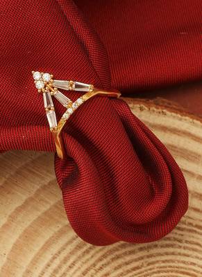 Gold-plated american diamond-studded vanki ring 2