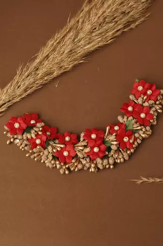 Artificial Red Rose Flower Hair Vine
