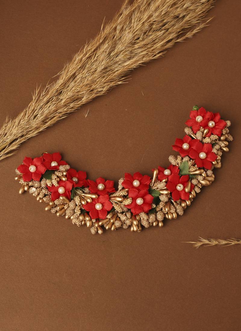 Artificial Red Rose Flower Hair Vine