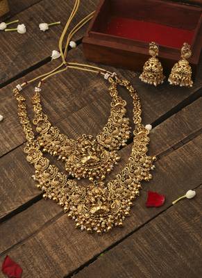 Laxmi Godess Motif Set of 2 Bridal Necklace with Earrings 1
